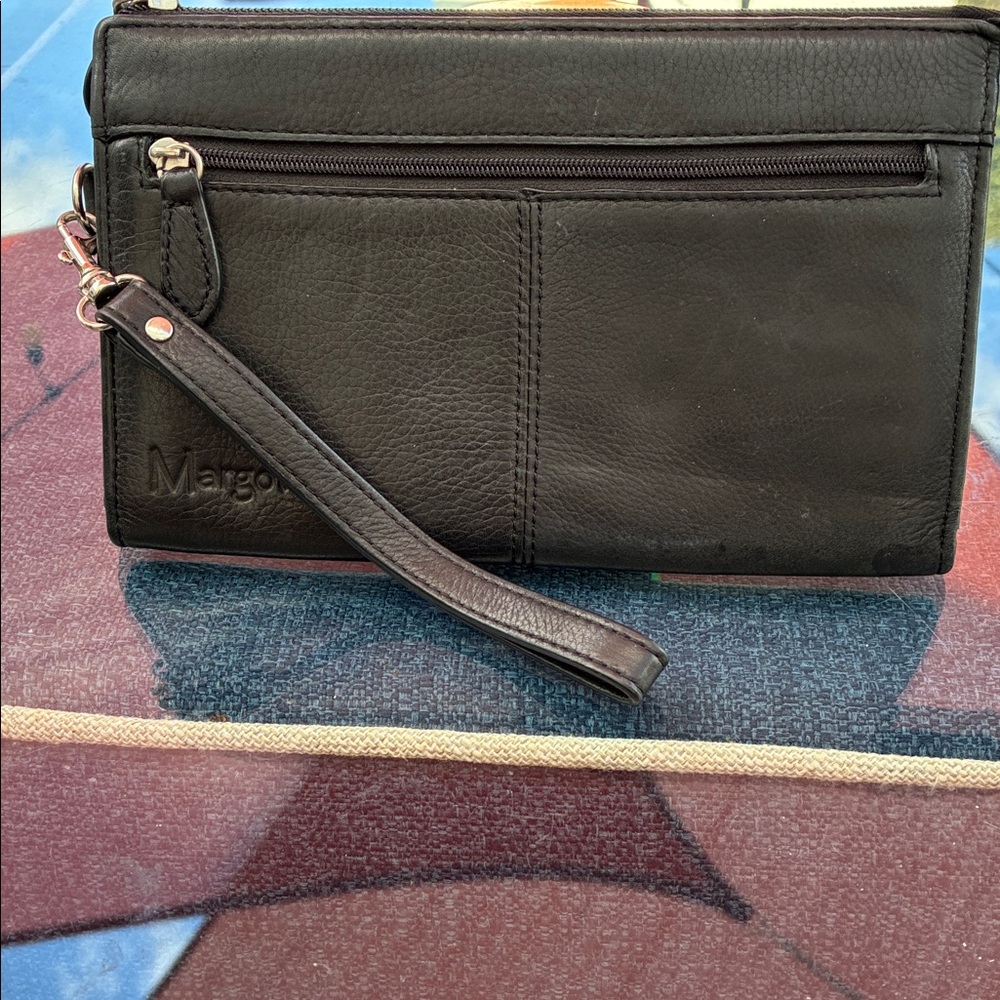 Margot Black Leather Clutch